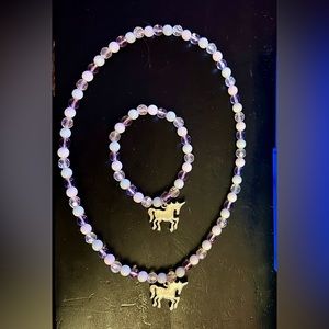 Unicorn necklace and bracelet set